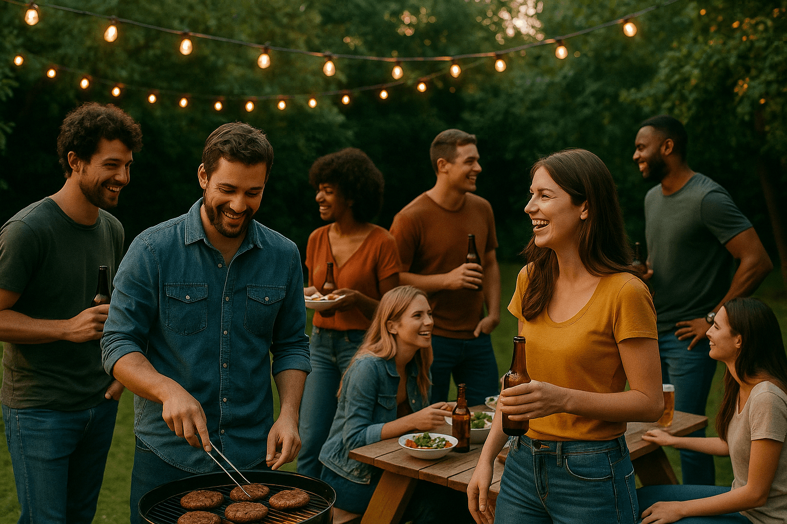 Relaxed gathering of friends at home